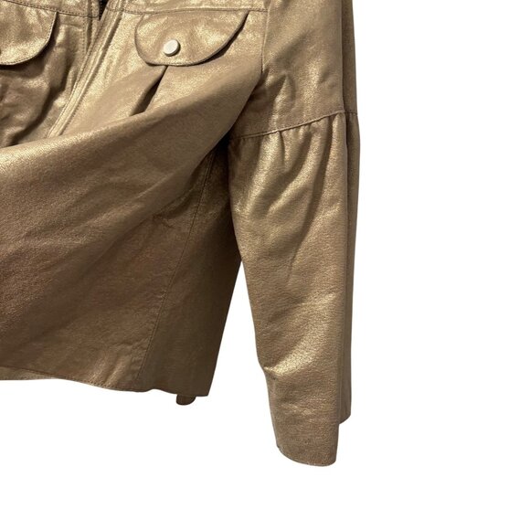 Bernardo Womens Gold Faux Leather Jacket Size S jacket - Picture 6 of 12